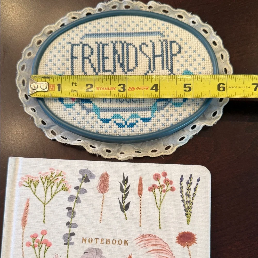 Floral Embroidered White Journal Notebook/ Cross Stitch Friendship decor Bundle